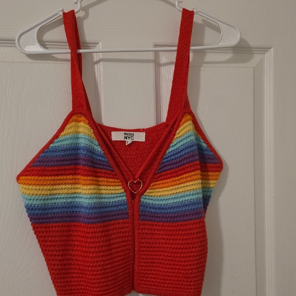 Nicole Red Rainbow Crop Top